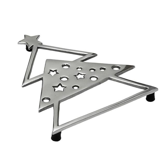 Trivet Cast Metal Christmas Tree Trivet for Hot Dish Pot Pan Non-Slip Heat Resistant Teapot Trivet Hot Dish Plate Holder for Kitchen Dining Table, Countertop Hot Pot Holder Kitchen Pad By Living Ideas
