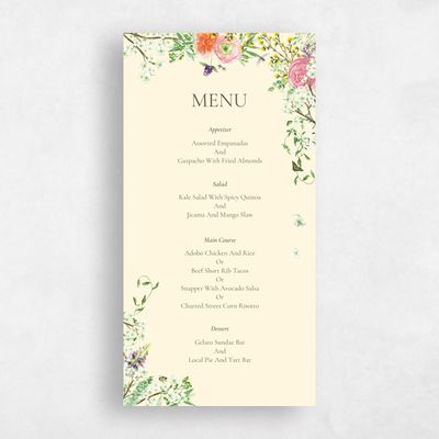 Cream, Beige Wedding Menu - Rosalind