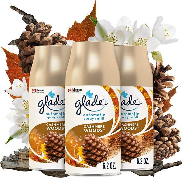 Glade Automatic Spray Refill, Air Freshener for Home and Bathroom, 6.2 Oz, Cashmere Woods, Pack of 3