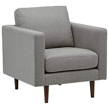 Rivet Revolve Mid-Century Modern Accent Arm Chair, 32.7"W, Grey Weave