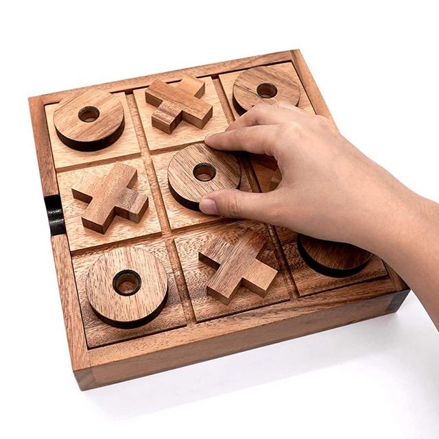 BSIRI Tic Tac Toe Board Game Wooden for Kids Family TicTacToe Coffee Table Living Room Decor (Extra Large)
