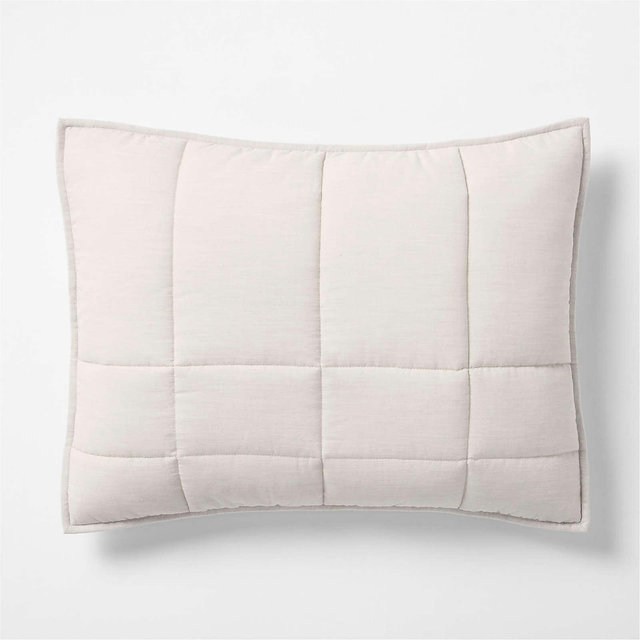 Organic Cotton Heathered Grey Grid Standard Bed Pillow Sham