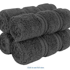 American Soft Linen Luxury Washcloths for Bathroom, 600 GSM 100% Cotton 4 Piece Turkish Wash Cloth Set, 13x13 in Soft Rags for Body and Face, Dark Gray Washcloths