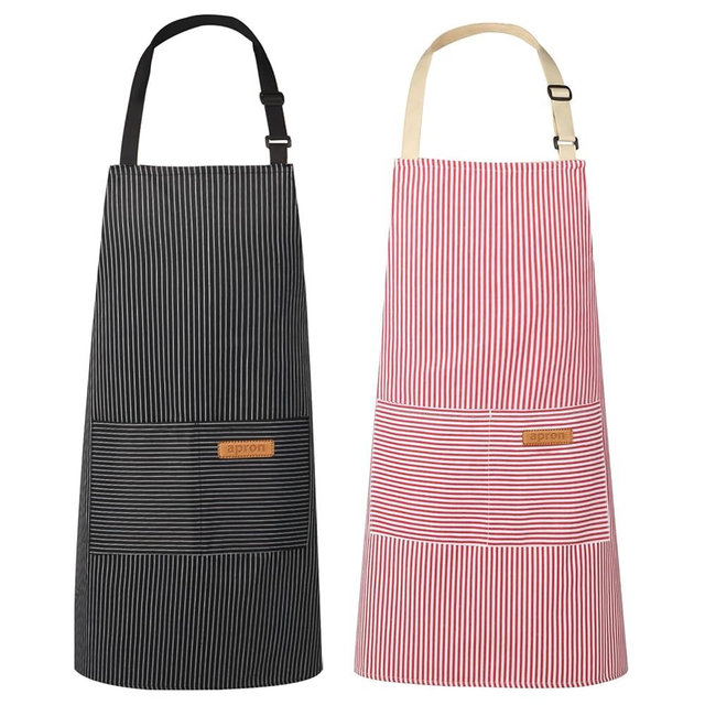 VALOME 2 Pack Kitchen Aprons, Apron for Cooking with 2 Pockets, Unisex Adjustable Neck Strap Chef Aprons for Men Women