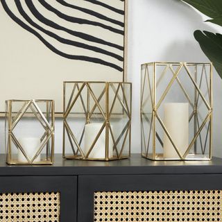 3-Piece Diamond Patterned Indoor Outdoor Candle Lantern Set