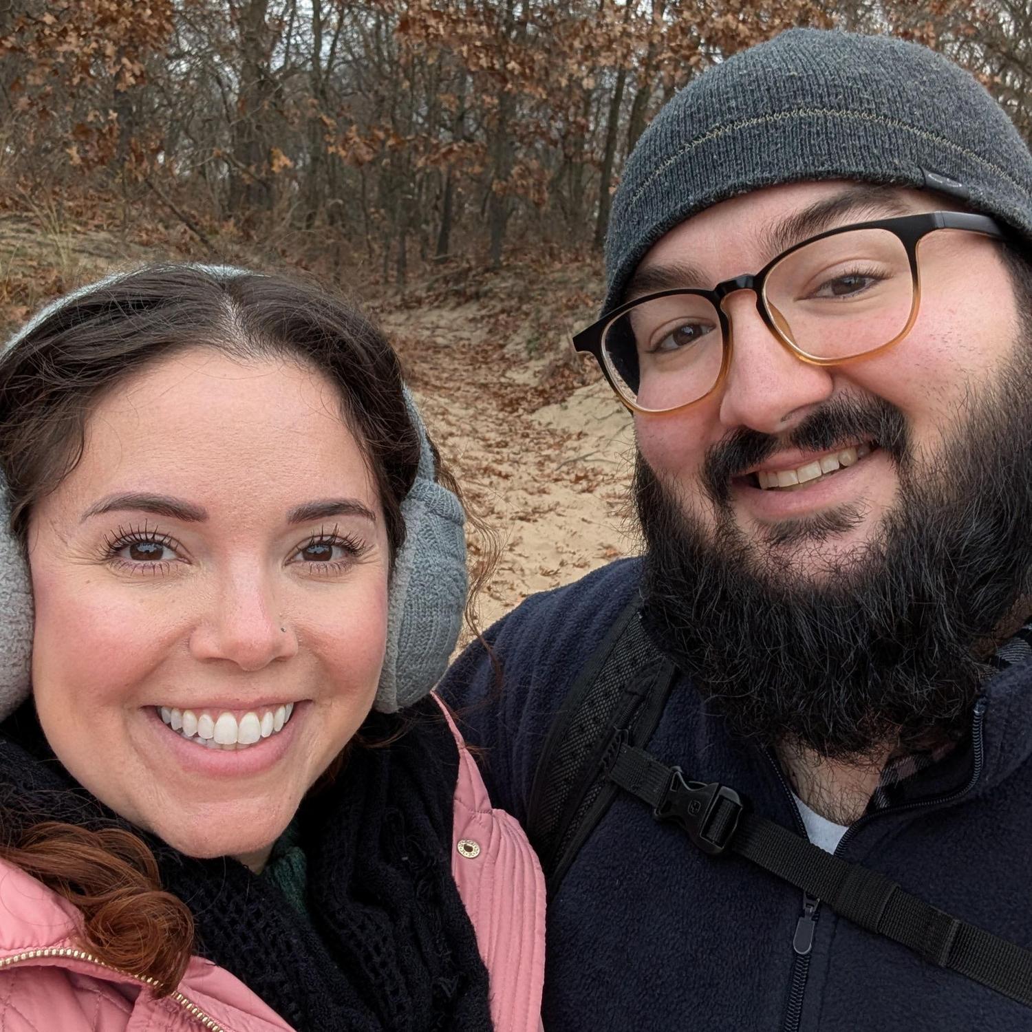 Hiking at Indiana Dunes (Gina suspected Zach was going to propose on this date)