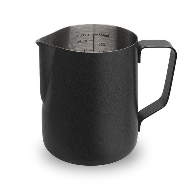 watchget Stainless Steel Milk Frothing Pitcher 20oz/600ml - Espresso Steaming Pitcher for Cappuccino, Latte Art, Coffee Machine Accessories Milk Jug Coffee Frother Cup, Black