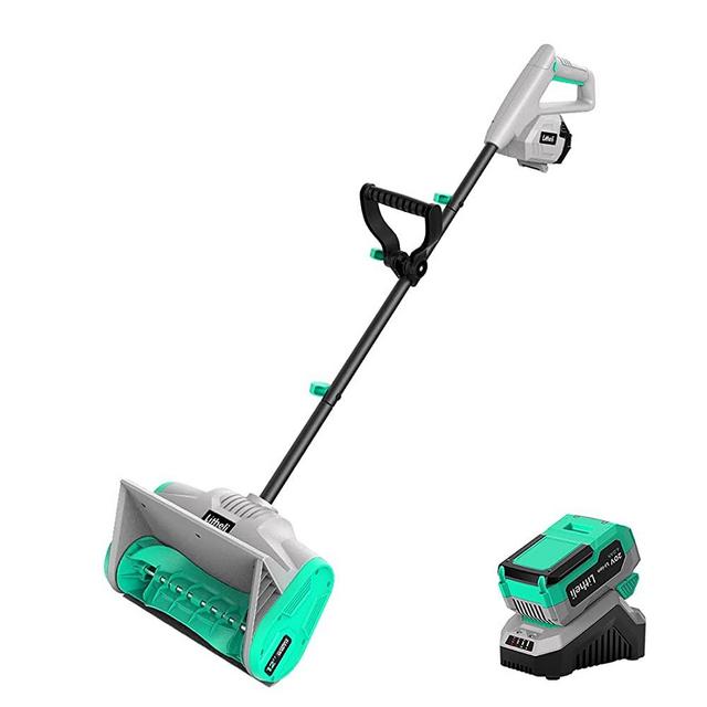 Litheli Cordless Snow Shovel, 20V 12-Inch Battery-Powered Snow Shovel with Auxiliary Handle, 4.0Ah Li-ion Battery & Charger