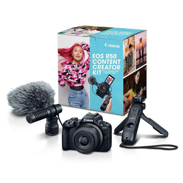 Canon - EOS R50 4K Video Mirrorless Camera with RF-S 18-45mm Content Creator Kit - Black