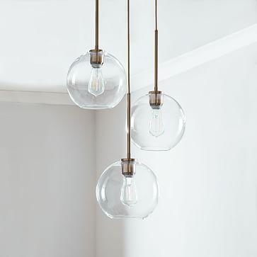 Sculptural Glass Globe 3-Light Chandelier, West Elm