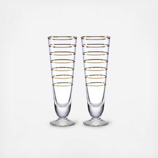 Melrose Avenue Stripe Pilsner Glass, Set of 2