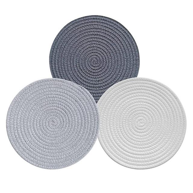 X Large 3 Pcs Pack Trivets for Hot Dishes 10 Inch Hot Pads for Kitchen Trivets for Hot Pots and Pans Farmhouse Coasters Cotton Rope Placemats Kitchen Decor for Counter Woven Potholders