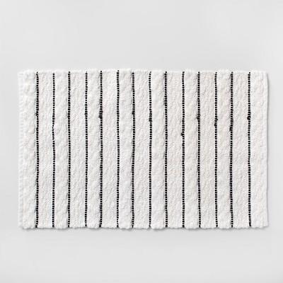 Striped Bath Rug White/Black - Opalhouse™