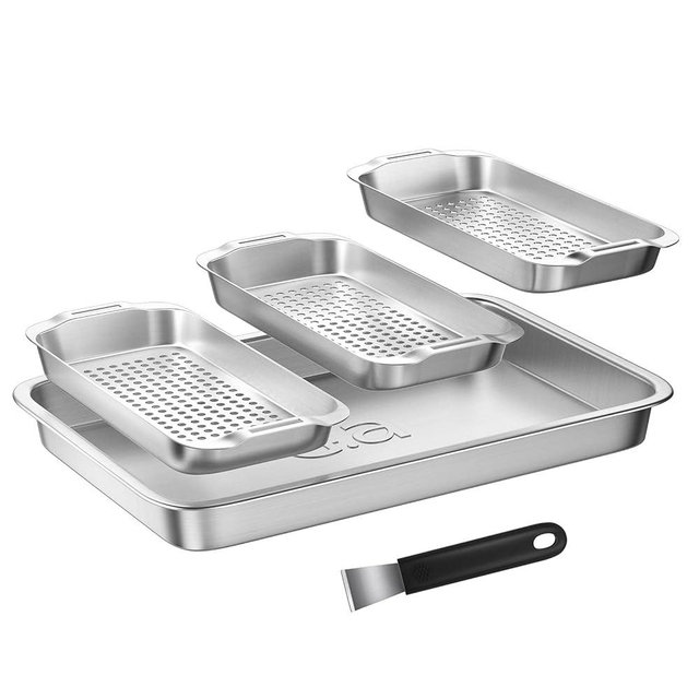 5 Pack Grill Baskets for Outdoor Grill, 11"x16.5" Heavy Duty Stainless Steel Vegetable Grill Basket, Grilling Accessories for All Grills & Smokers - Grilling Gifts for Men