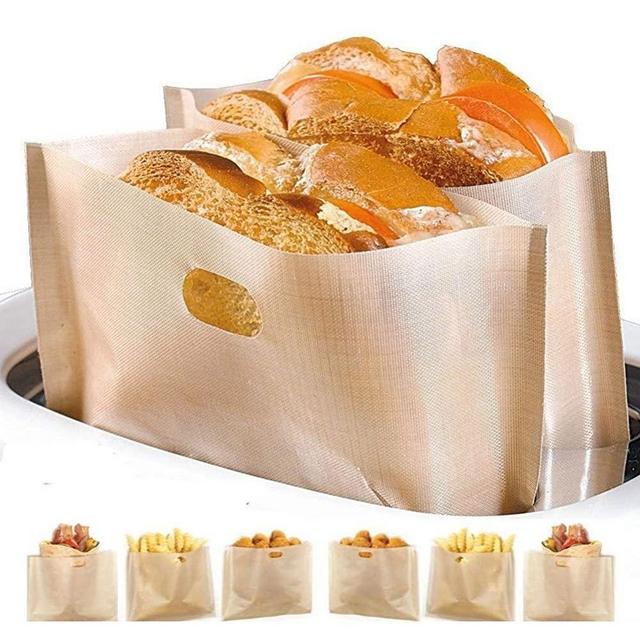 Non Stick Toaster Bags Reusable and Heat Resistant Easy to Clean,Perfect for Sandwiches Pastries Pizza Slices Chicken Nuggets Fish Vegetables Panini & Garlic Toast (10)