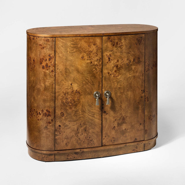 Burled Wood 2 Door Storage Cabinet with Decorative Hardware Dark Brown - Threshold™ designed with Studio McGee