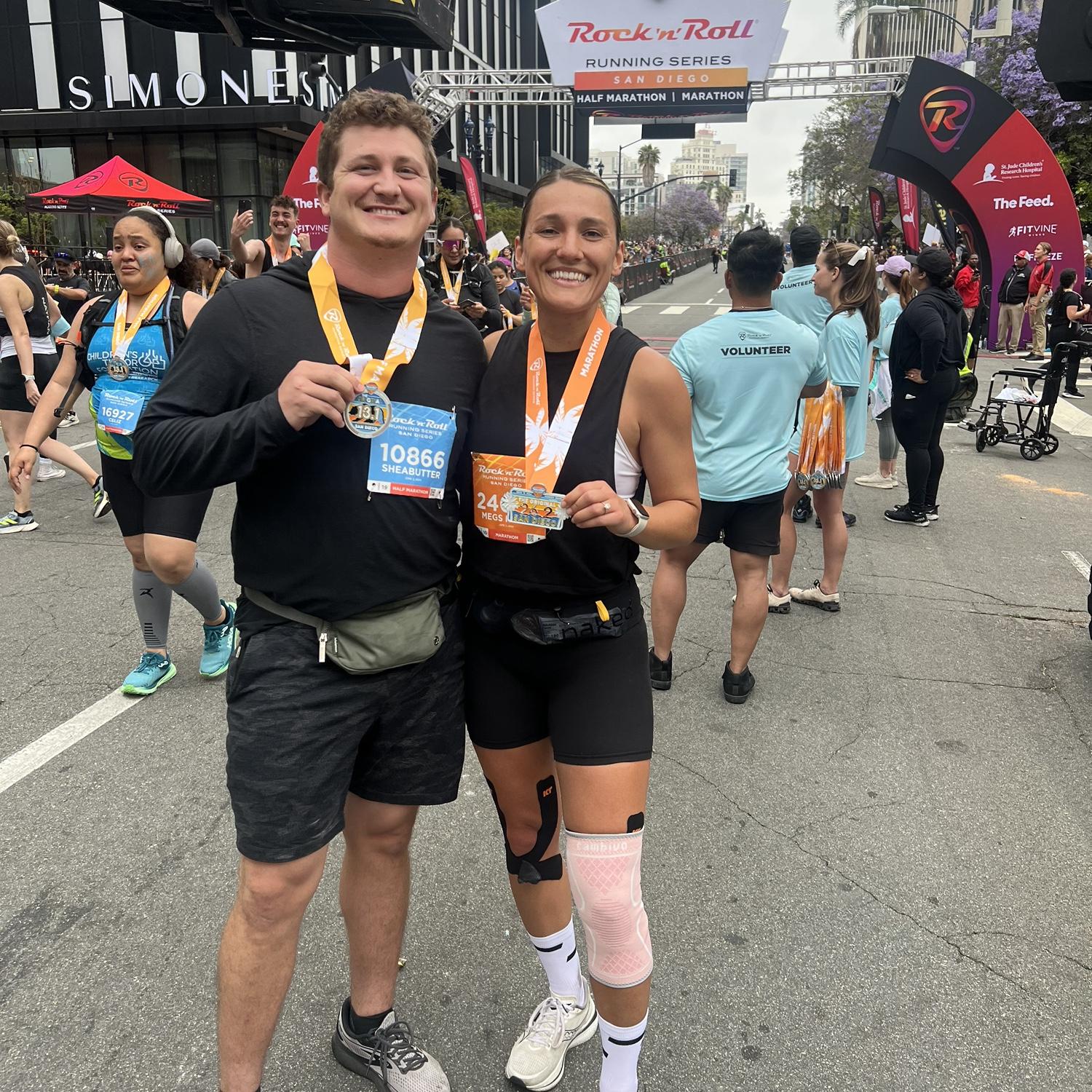 Shea's first half marathon and Meagan's first marathon was a huge success in San Diego's Rock n Roll marathon in 2024! Family and friends came to support.