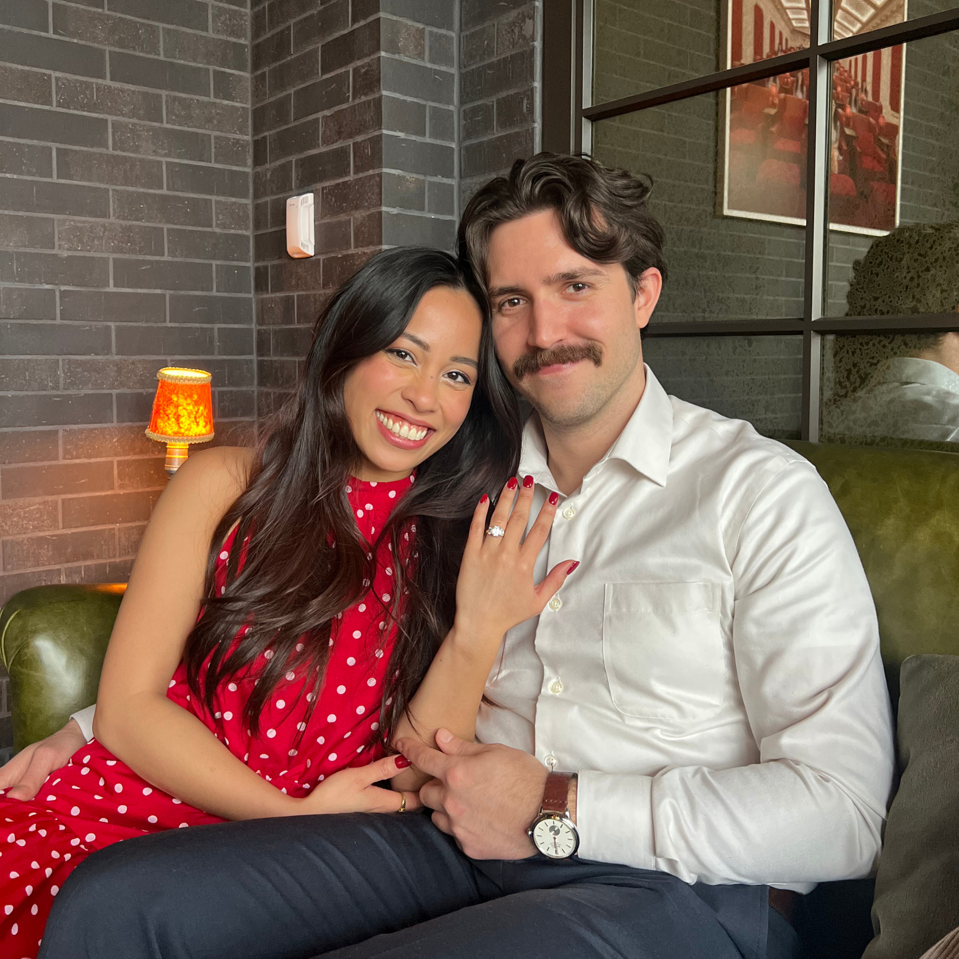Celebrating after Jianella said yes!