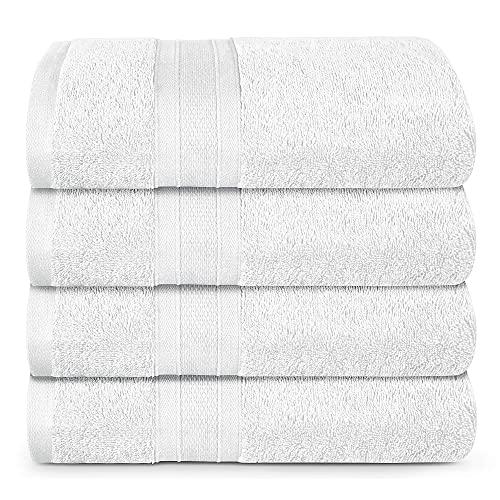 TRIDENT Soft and Plush, 100% Cotton, Highly Absorbent, Super Soft, 4 Piece Bath Towel Set, 500 GSM, White