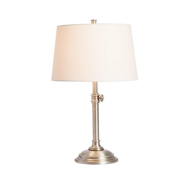 Chelsea Metal Adjustable 23.5" Lamp & Small Tapered Gallery Shade, Nickel Base/Sand Shade