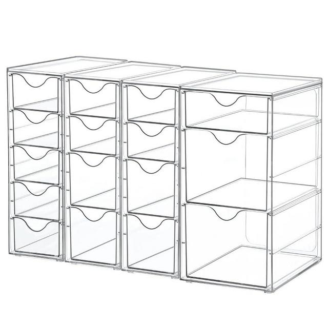 Vtopmart Acrylic Organizer with 16 Drawers (4 Set),Clear Storage Drawers for Office Supplies,Desk Organization and Storage for Makeup,Jewelry,Art Crafts