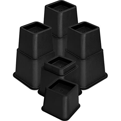 Utopia Bedding Adjustable Bed Furniture Risers - Elevation in Heights 3, 5 or 8 Inch Heavy Duty Risers for Sofa, Table, and Chair - Supports up to 1,300 lbs - (8 Piece Set, Black)