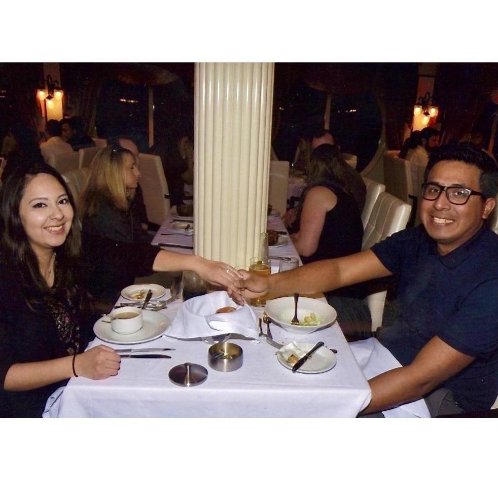 Engagement celebration dinner on the cruise