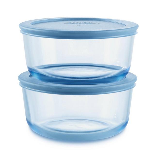 Pyrex® Simply Store® Tinted 4pc Lidded Round Storage Set Blue