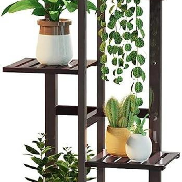 Plant Stands for Indoor Multiple, 6 Tier 7 Potted Plant Shelf, 47 Inch Tall Corner Plant Holder for Living Room, Bamboo Plant Display Rack Adjustable for House Balcony