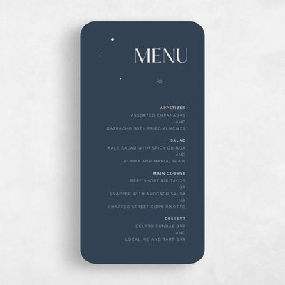 Blue Rounded Wedding Menu - Adhara