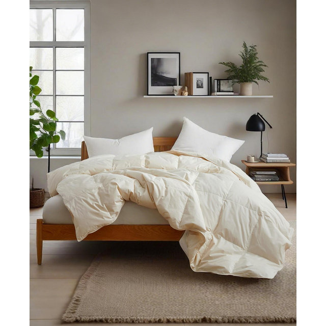 UNIKOME Lightweight Cotton Goose Down Fiber Comforter, Full/Queen