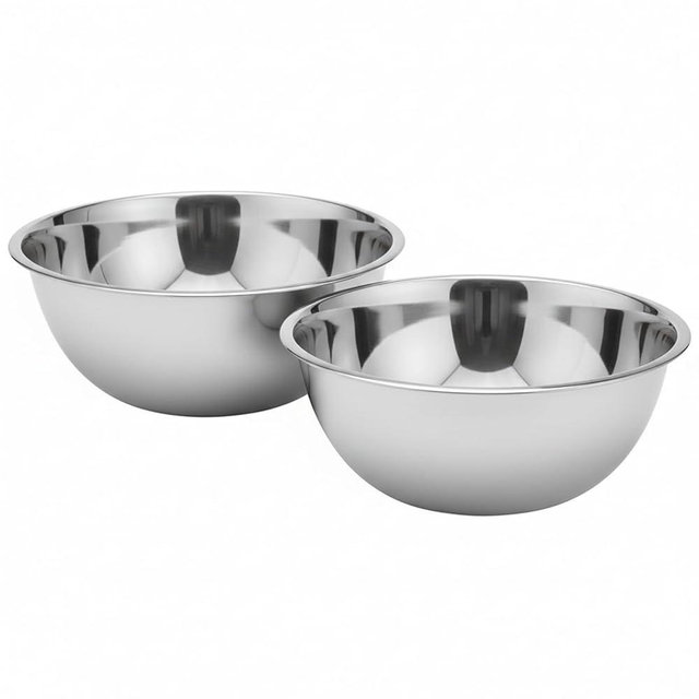 Notana 8 Quart Stainless Steel Mixing Bowl - Large Capacity Heavy Duty Kitchen Prep Bowls, Flat Base Design, Dishwasher Safe, For Baking, Dough, Salad, Cooking & Food Prep - 2 Pack