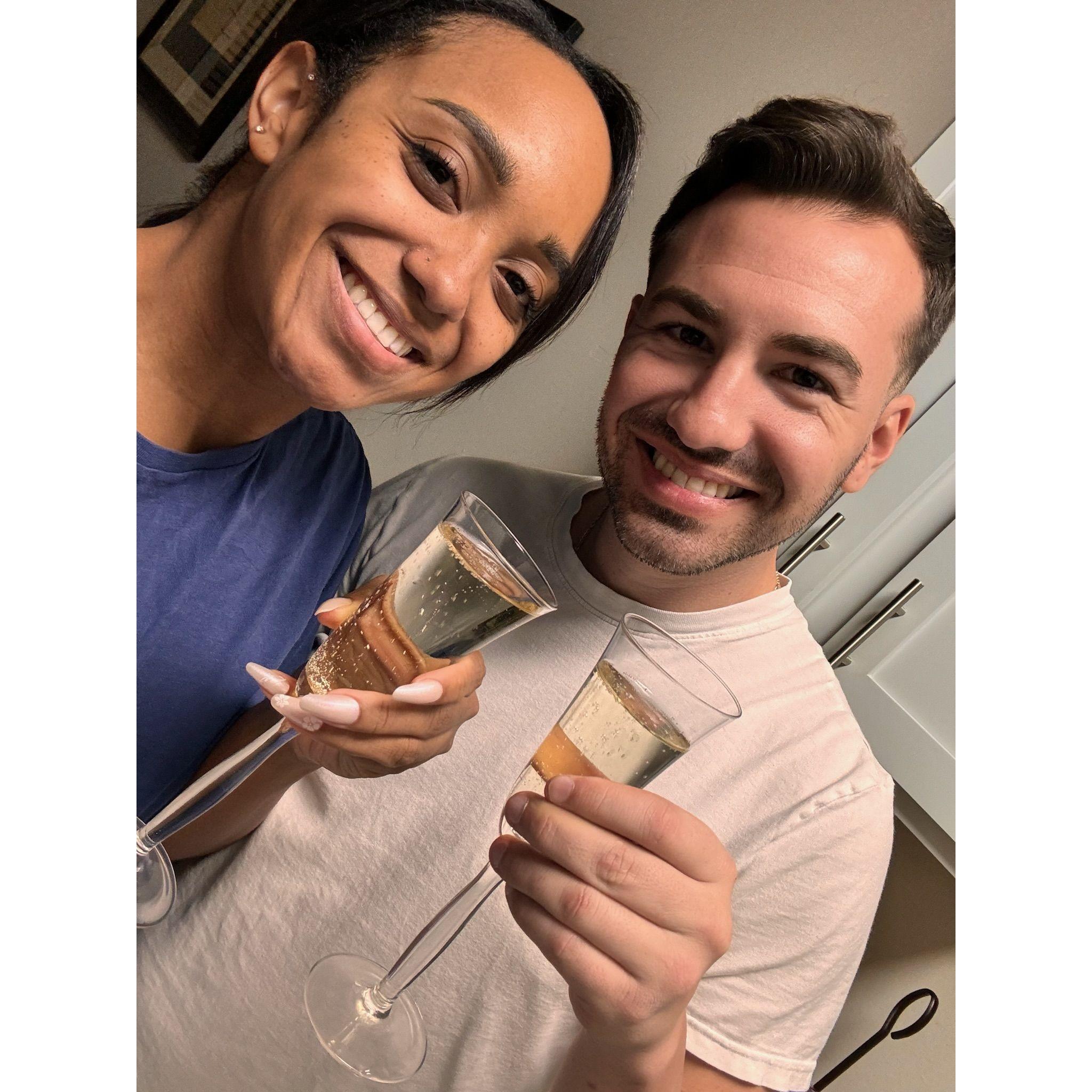Cheers to the day we moved in together!