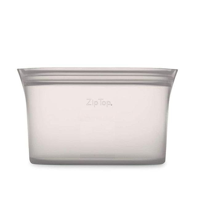 Zip Top Reusable 100% Platinum Silicone Containers - Large Dish - Gray