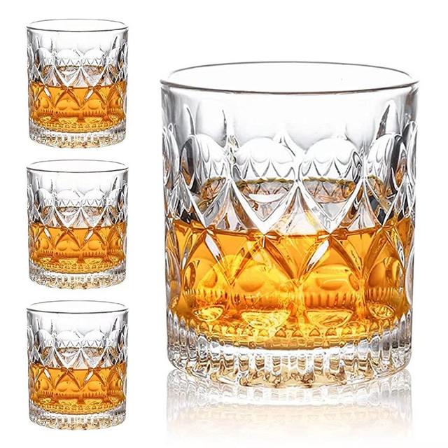 Whiskey Glasses Set of 4, Aoeoe 11 OZ Old Fashioned Glasses, Bourbon Glasses, Premium Scotch Glasses, Rocks Glasses, Cocktail Glasses, Clear Rum Glasses, Bar Glasses, Whiskey Glasses for Men