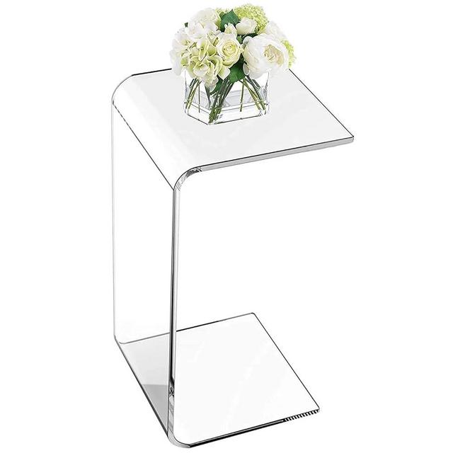 VLUOO Acrylic End Table Multipurpose Acrylic C Side Table Desk Laptop Acrylic C Shape Bed Side Table for Living Room, Bedroom, Balcony, Patio and Office|11.8 * 11.8 * 25.6IN