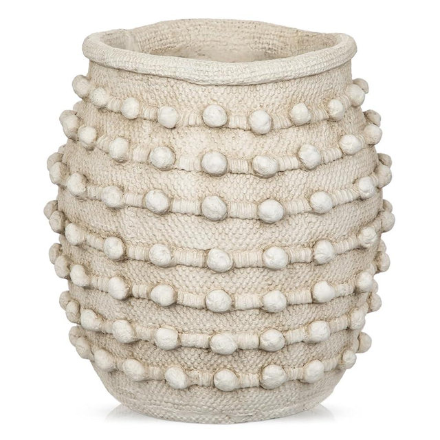 Rustic Farmhouse Vase, Boho Beige Vase for Pampas Grass Large Textured Knotted Vases for Flowers Decorative Cement Floral Vases for Home Decor, Living Room, Dining Table