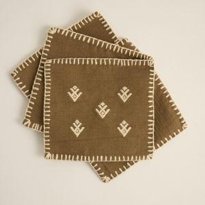 Folkways 'Hecho en Mexico' Handwoven & Embroidered Coasters Set of 4