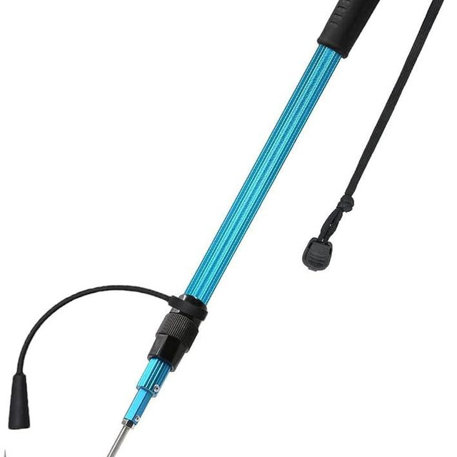 SANLIKE Telescopic Fish Gaff with Stainless Sea Fishing Spear Hook Tackle, Soft Handle Aluminium Alloy Pole for Saltwater Offshore Ice Tool