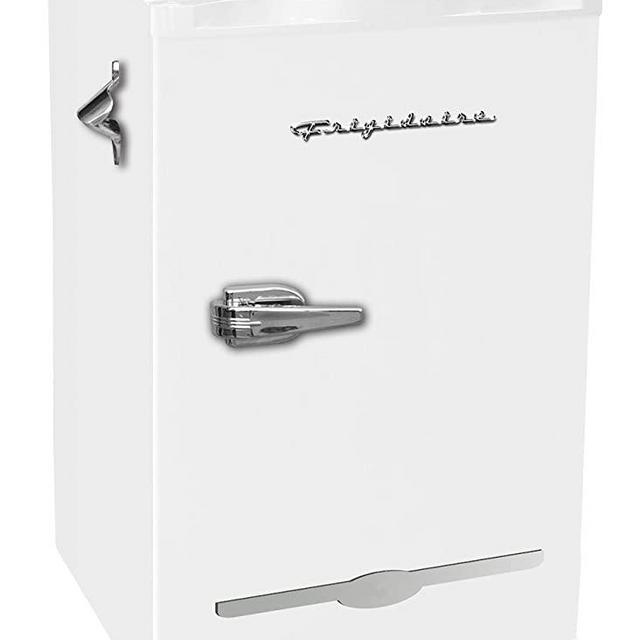 Frigidaire EFR376-WHITE 3.2 Cu Ft White Retro Bar Fridge with Side Bottle Opener