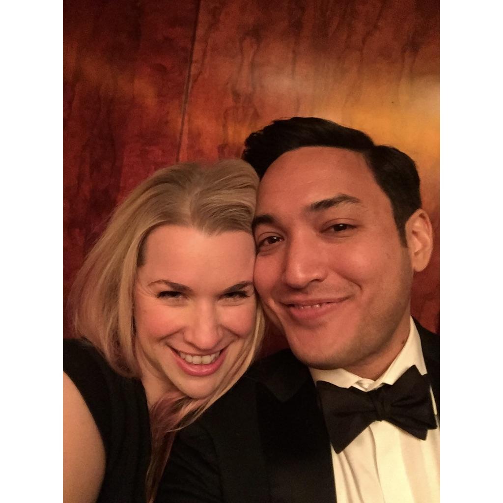 Getting fancy at the opera.