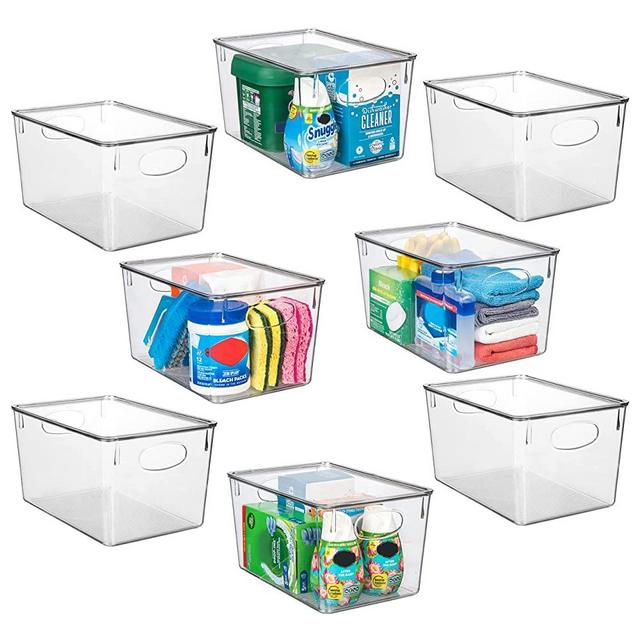 ClearSpace Plastic Storage Bins With lids – Perfect Kitchen Organization or Pantry Storage – Fridge Organizer, Pantry Organization and Storage Bins, Cabinet Organizers - 8 Pack