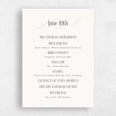 Beige Simple Wedding Program - Palenque