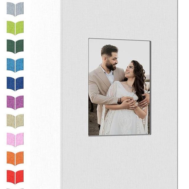 Artfeel Photo Album 4x6 with 300 Pockets,Slip-in Picture Albums,Linen Cover Memory Book with Front Window,White Page Vertical Photo Book for Wedding,Family,Anniversare,Baby,Vacation