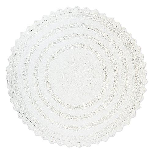 DII Ultra Soft Spa Cotton Crochet Round Bath Mat or Rug Place in Front of Shower, Vanity, Bath Tub, Sink, and Toilet, 28" - White