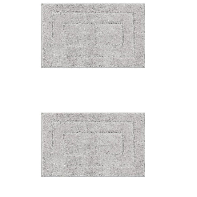 Unique Bargains Bathroom Absorbent Non-Slip Comfortable Geometry Bath Mats 2 Pcs Light Gray 16" x 24"