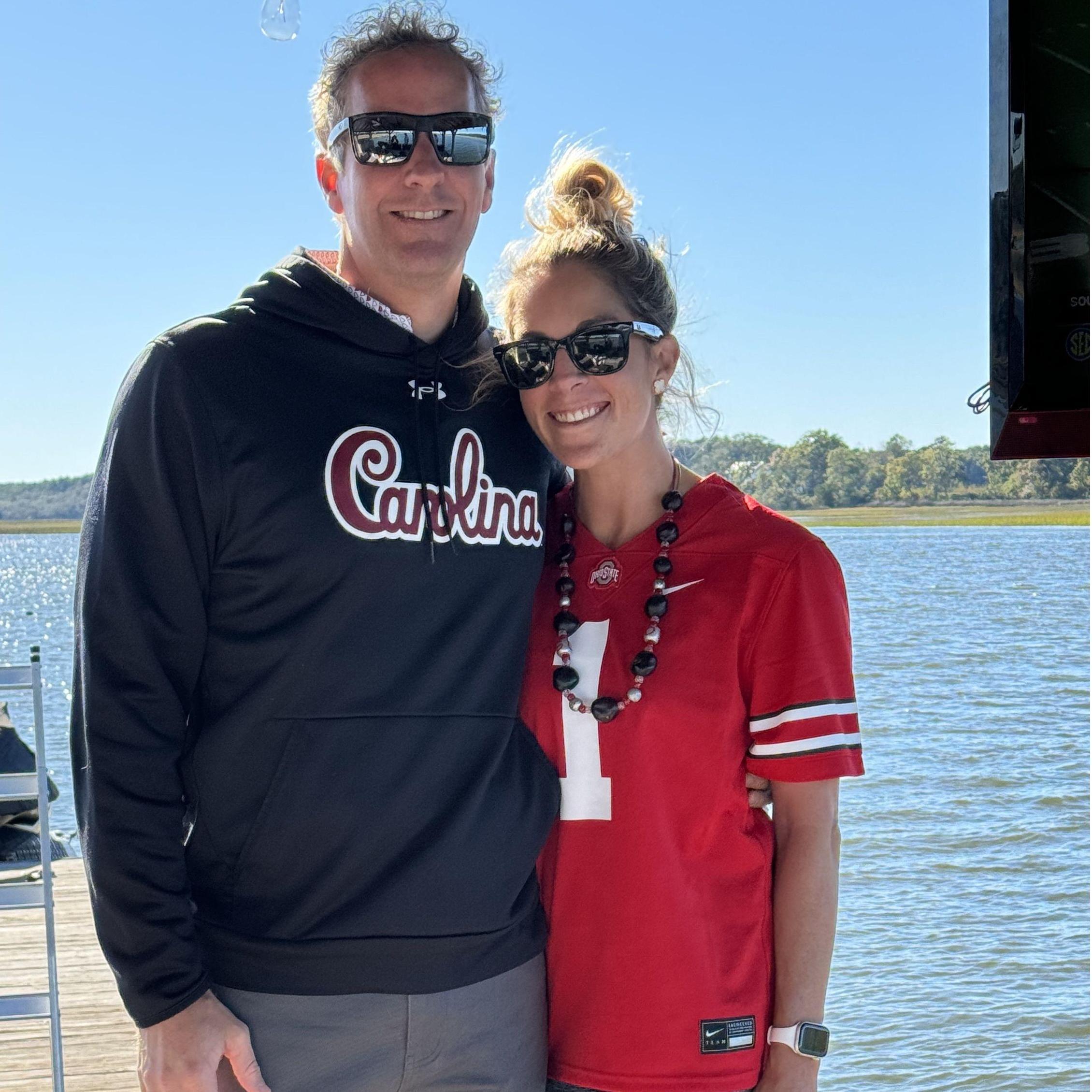 Football Saturdays on the dock at the Fielding house, our fellow Buckeye friends!