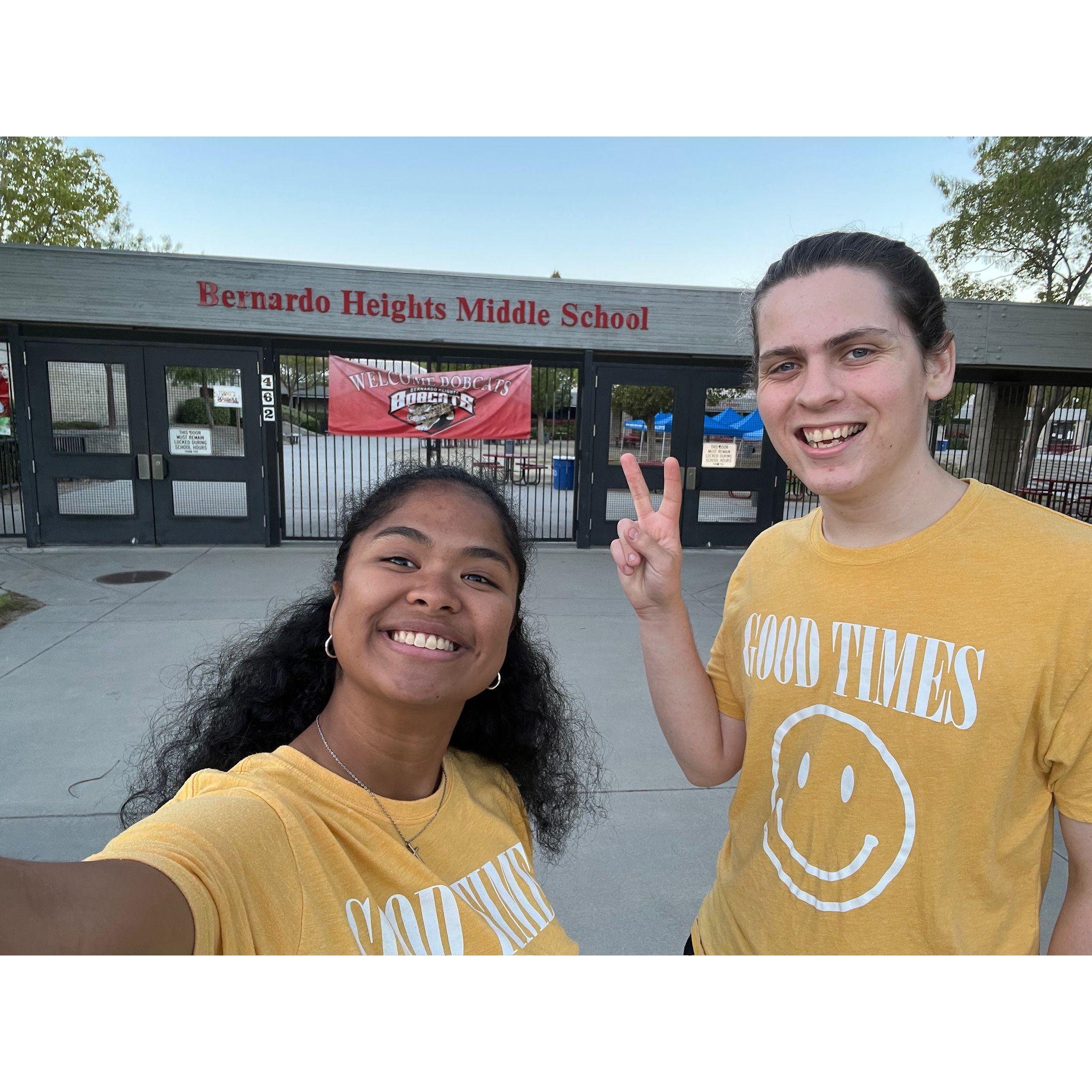 (September 19, 2022):  This photo was taken hours before we found out we liked each other! We were prayer walking BHMS (totally not to hangout).