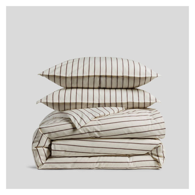 King/California King Casual Organic Cotton Wide Stripe Duvet Cover Set French Press Stripe - Parachute for Target