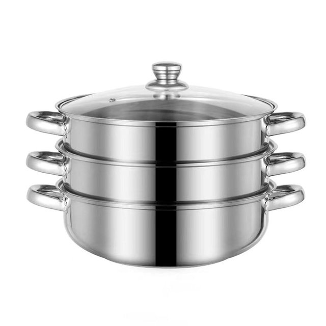 Steamer for Cooking, 5.0 Quarts Stainless Steel Steamer Pot, 3-Tier Food Steam Pots with Lid for Cooking Vegetables, Seafood, Soups, Stews and Pasta
